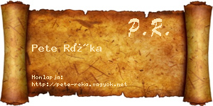 Pete Réka névjegykártya